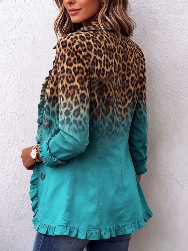 Emma | Chaqueta con volantes degradados y estampado de leopardo