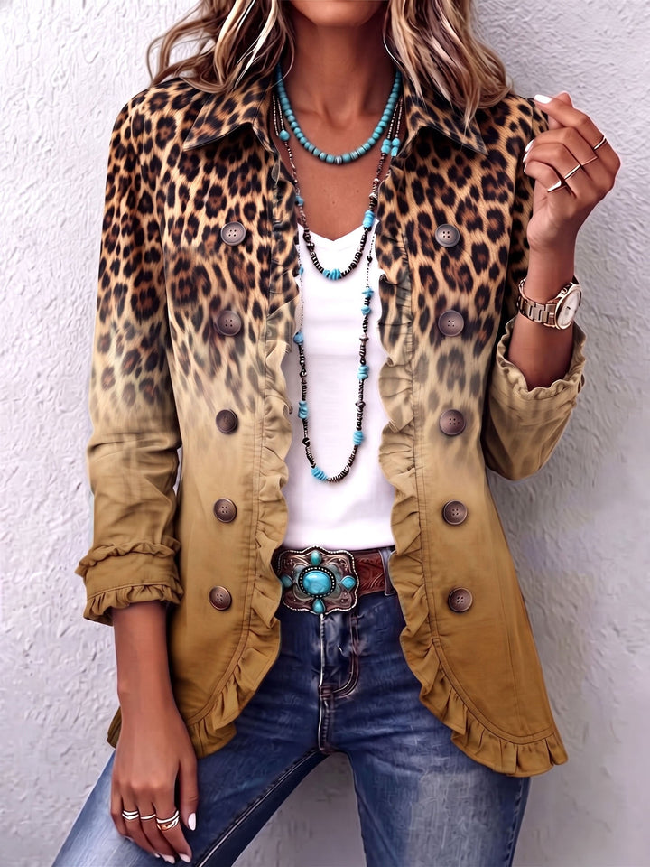 Emma | Chaqueta con volantes degradados y estampado de leopardo