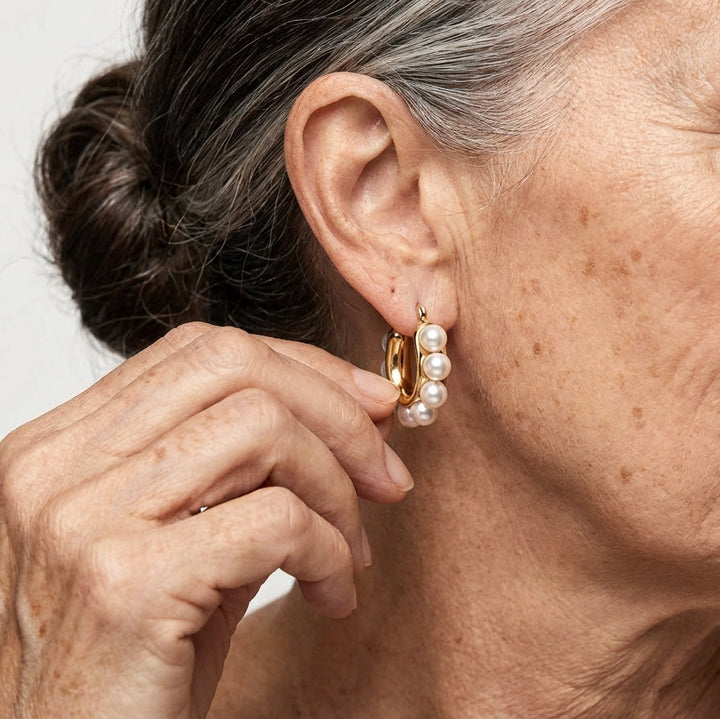 Pendientes de aro con perlas