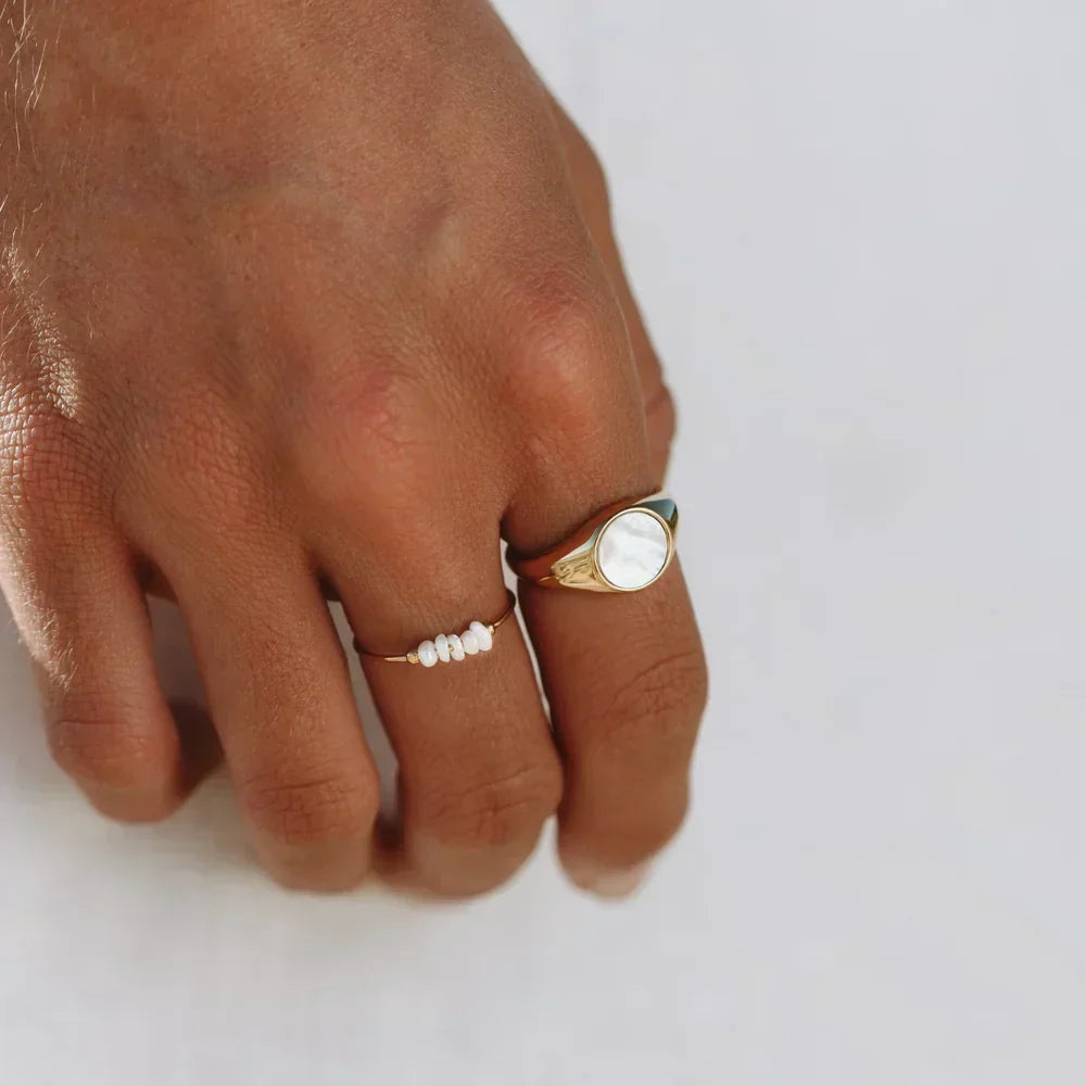 Anillo Sello de Perlas