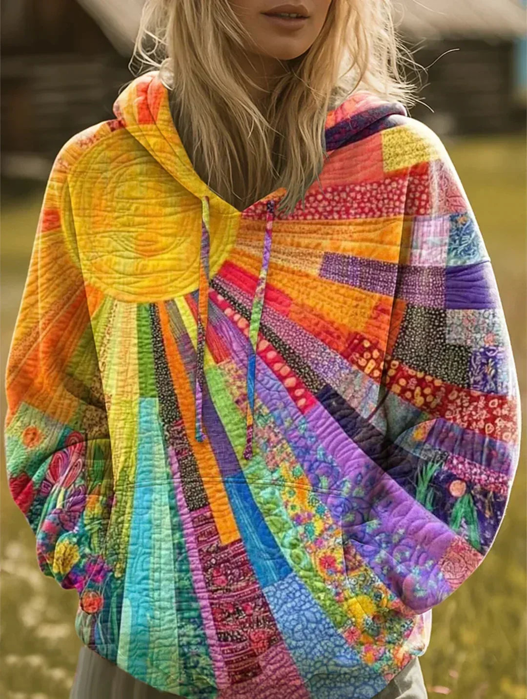 Aurora | Sudadera con Capucha Patchwork Multicolor