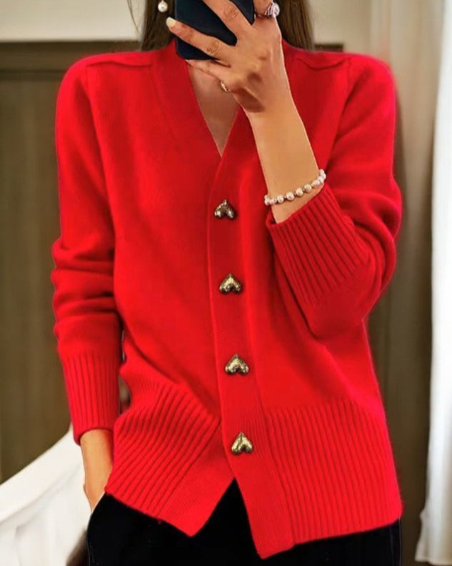 Eline™ | Cárdigan elegante con botones en forma de corazón