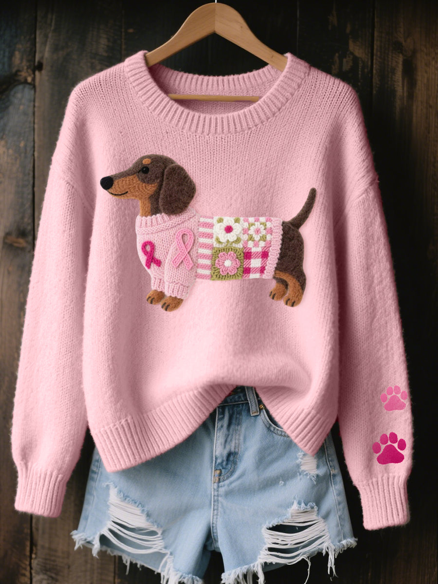 Clodagh | Suéter de Punto con Detalle en Lana Fieltro de Dachshund