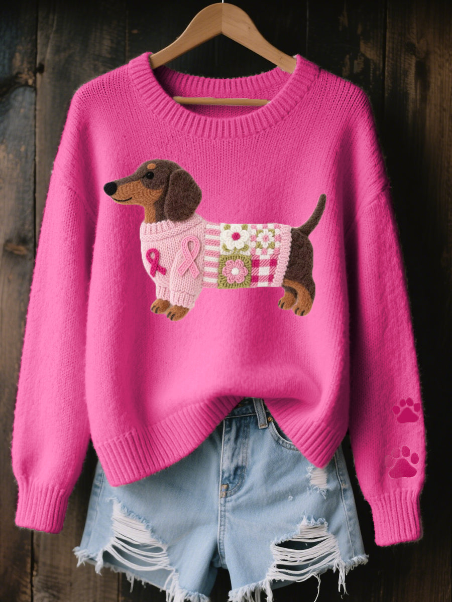 Clodagh | Suéter de Punto con Detalle en Lana Fieltro de Dachshund