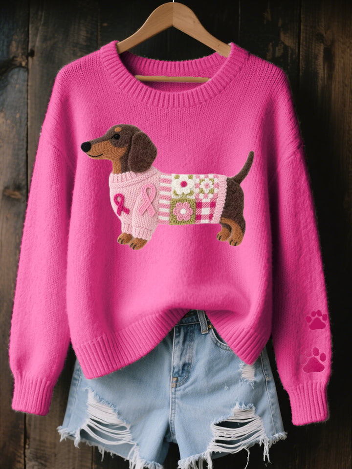 Clodagh | Suéter de Punto con Detalle en Lana Fieltro de Dachshund