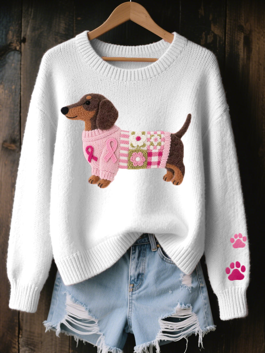Clodagh | Suéter de Punto con Detalle en Lana Fieltro de Dachshund