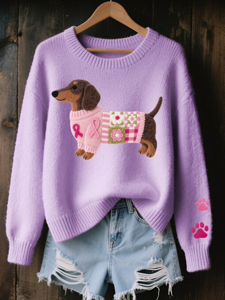 Clodagh | Suéter de Punto con Detalle en Lana Fieltro de Dachshund