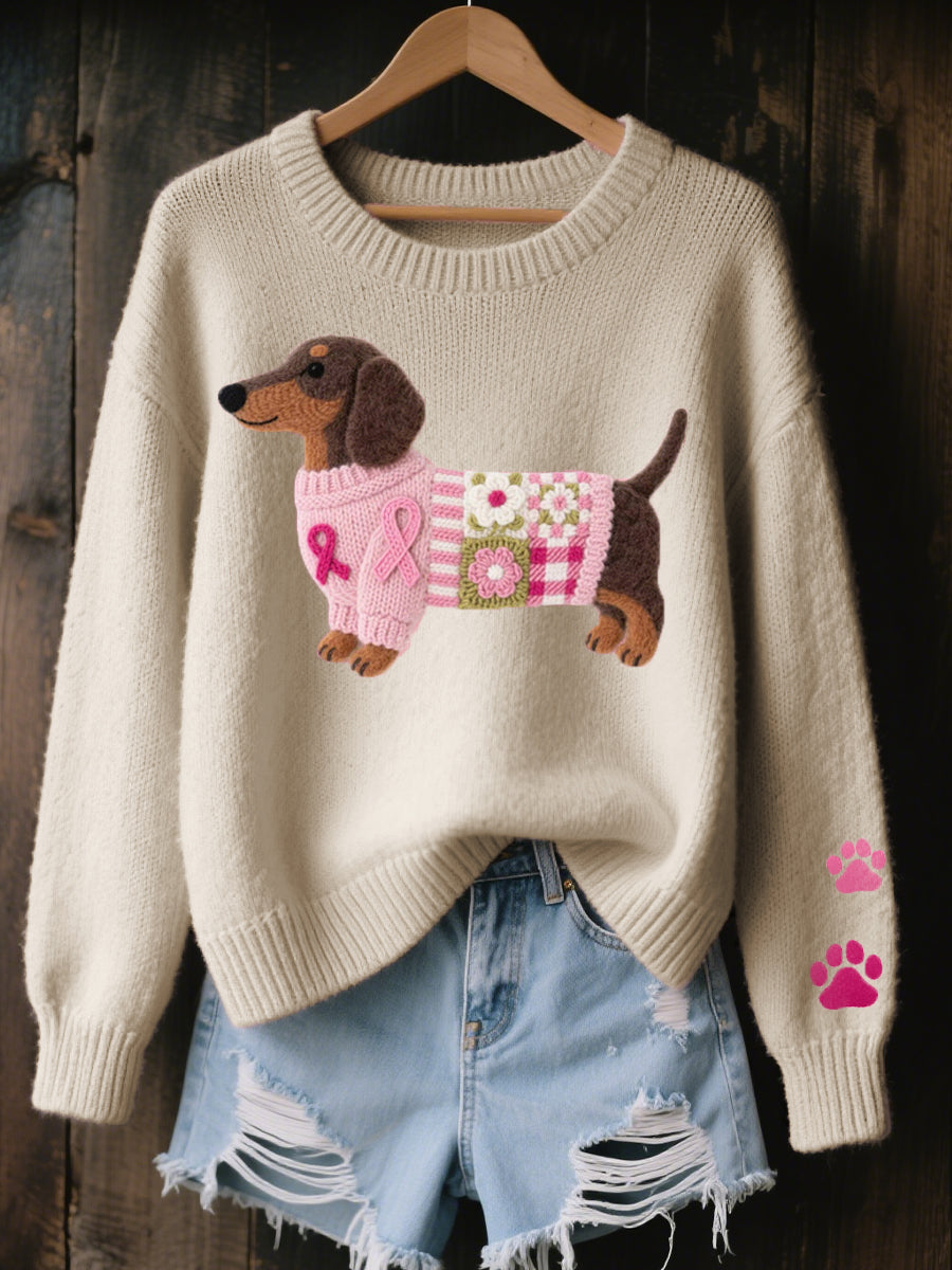 Clodagh | Suéter de Punto con Detalle en Lana Fieltro de Dachshund