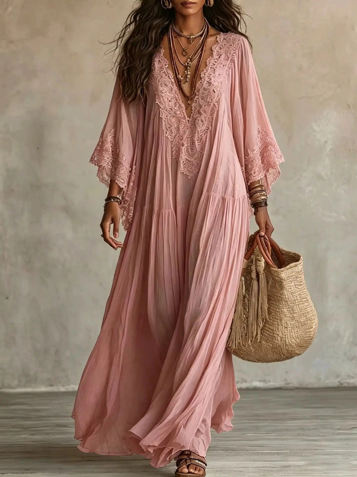 Liora | Vestido Bohemio Adelgazante con Encaje