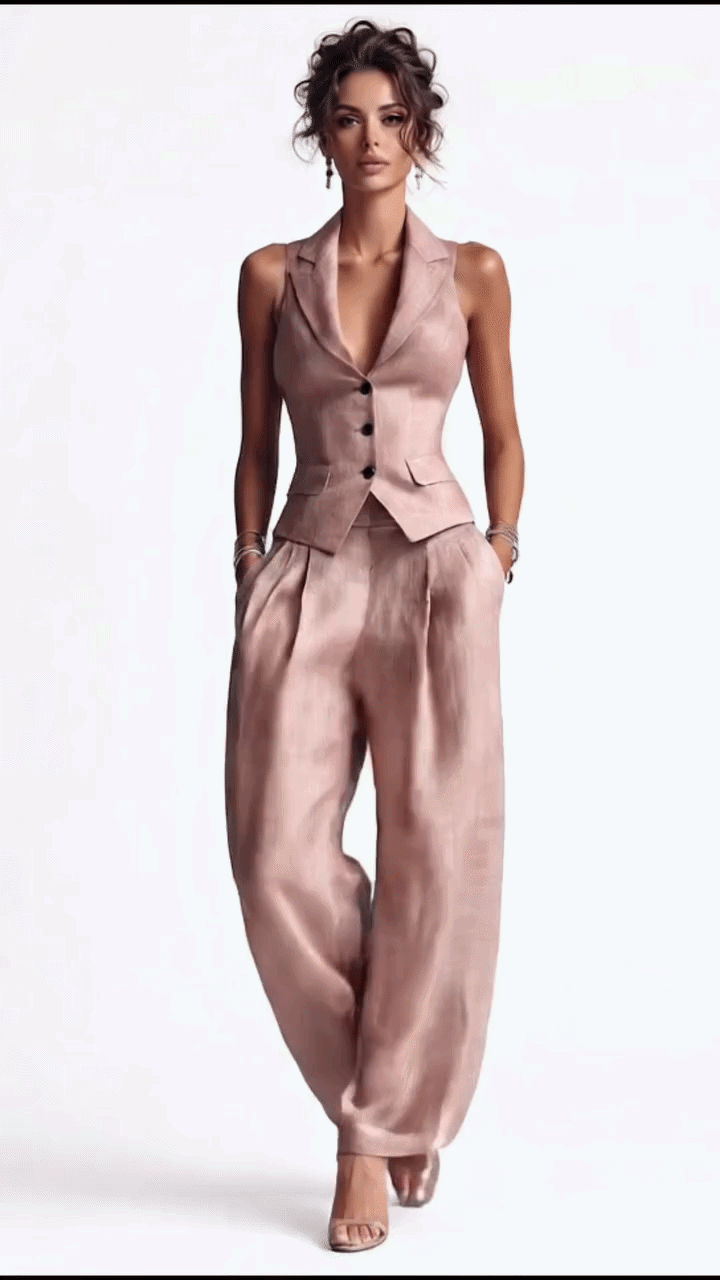 Aime™ | Conjunto de dos piezas con escote en V y cierre de botones